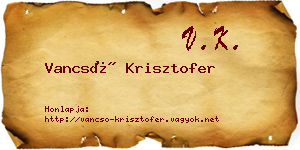 Vancsó Krisztofer névjegykártya