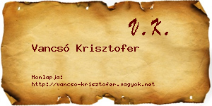 Vancsó Krisztofer névjegykártya